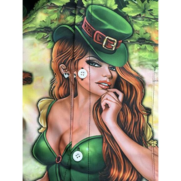 Men's 4XL St Patricks Day Graphic Button Up Shirt Leprechaun Garden Party - Picture 2 of 5